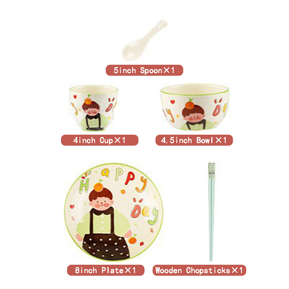 5-Piece HappyFamily · Ceramic Dinnerware Set