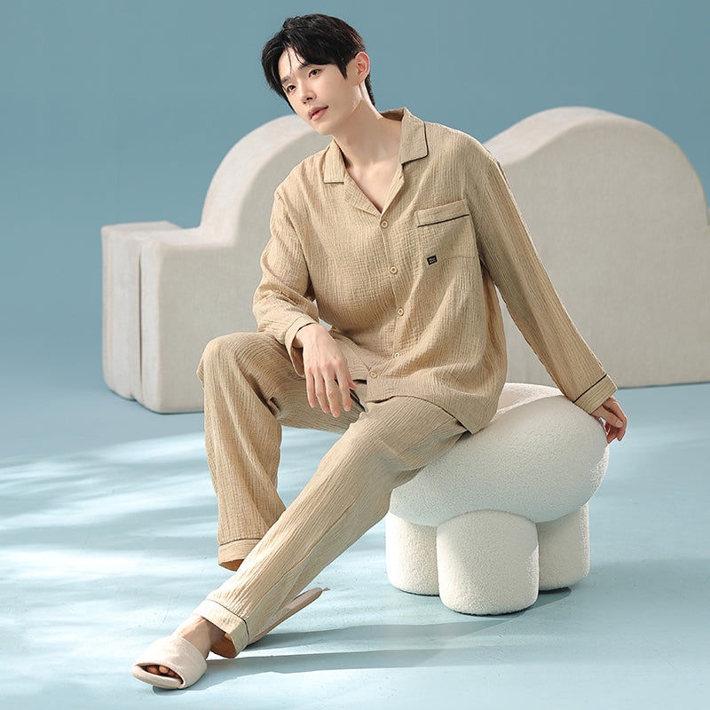 Airloom · Couple Double Gauze Long Sleeve Pajama Set