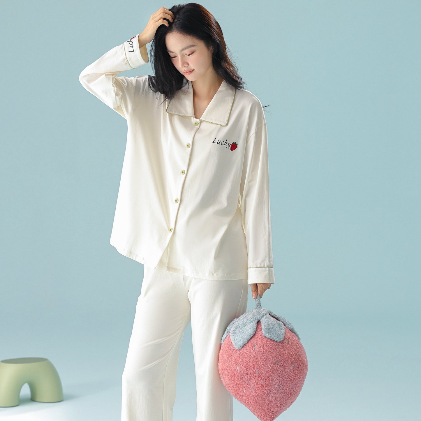 Berry Whisper · Women's Cotton Long Sleeve Pajama Set
