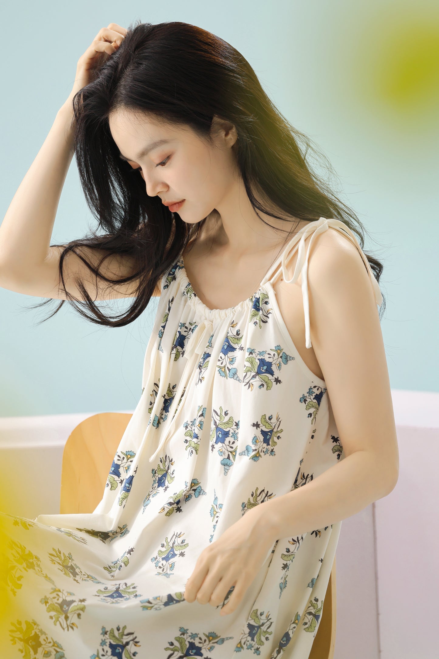 Blue Bloom Cottage · Women's Cotton Pajama Set - Short-Sleeve Nightdress / Camisole Nightdress