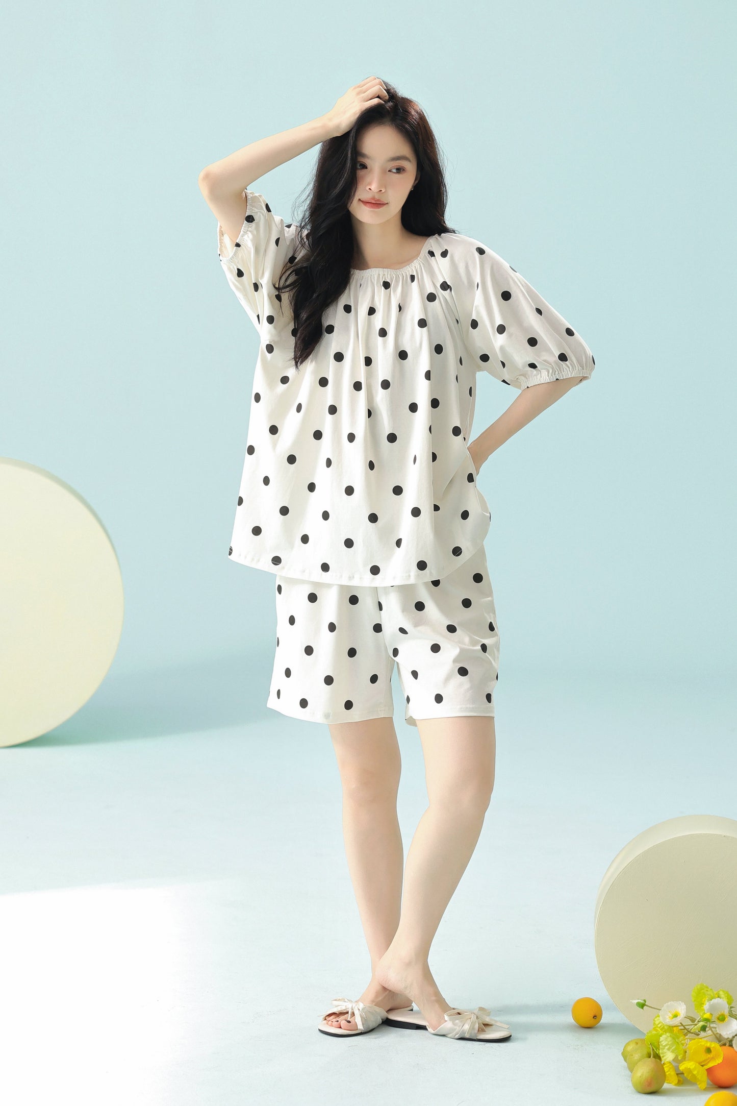 Bubble Gleam · Women's Cotton Pajama Set - Short Sleeve & Shorts / Nightdress