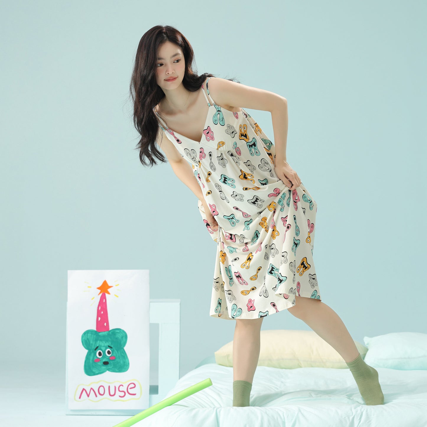Cozy Tales · Women's Cotton Pajama Set - Short Sleeve & Shorts / Nightdress with Built In Bra