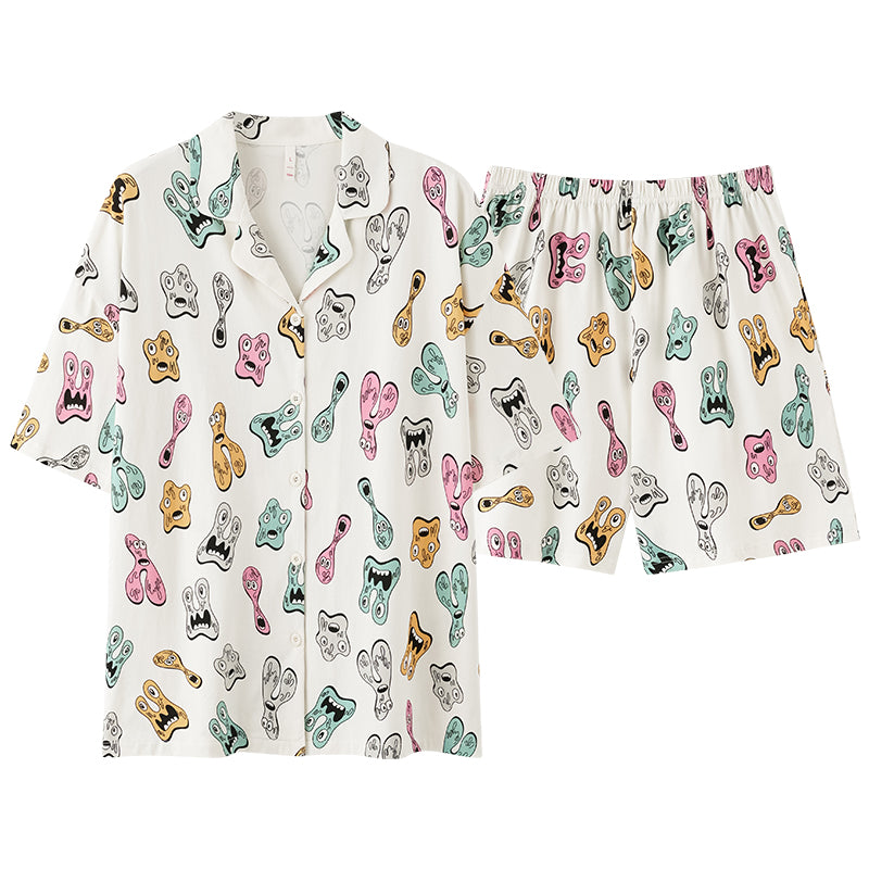 Cozy Tales · Women's Cotton Pajama Set - Short Sleeve & Shorts / Nightdress with Built In Bra