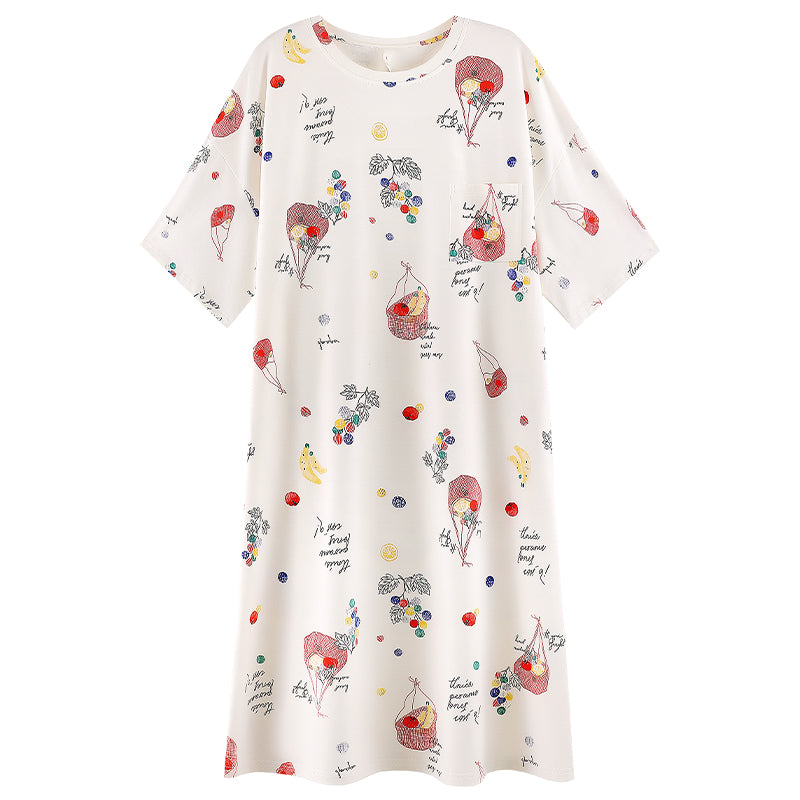 Flora & Fruity · Women's Cotton Pajama Set - Short-Sleeve Nightdress / Camisole Nightdress