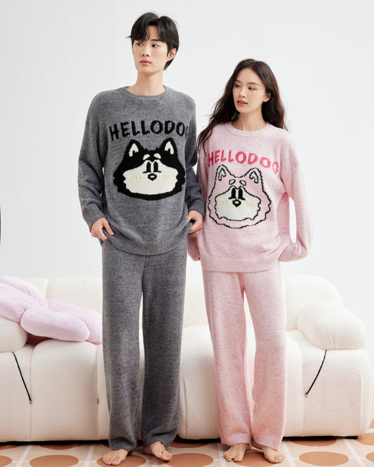 Husky Hugs · Couple Plush Fleece Sleepwear Set