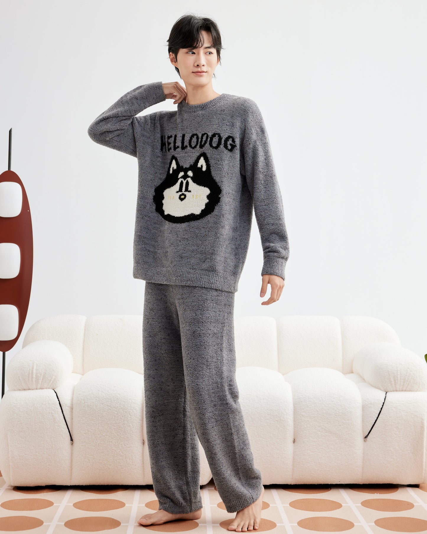 Husky Hugs · Couple Plush Fleece Sleepwear Set