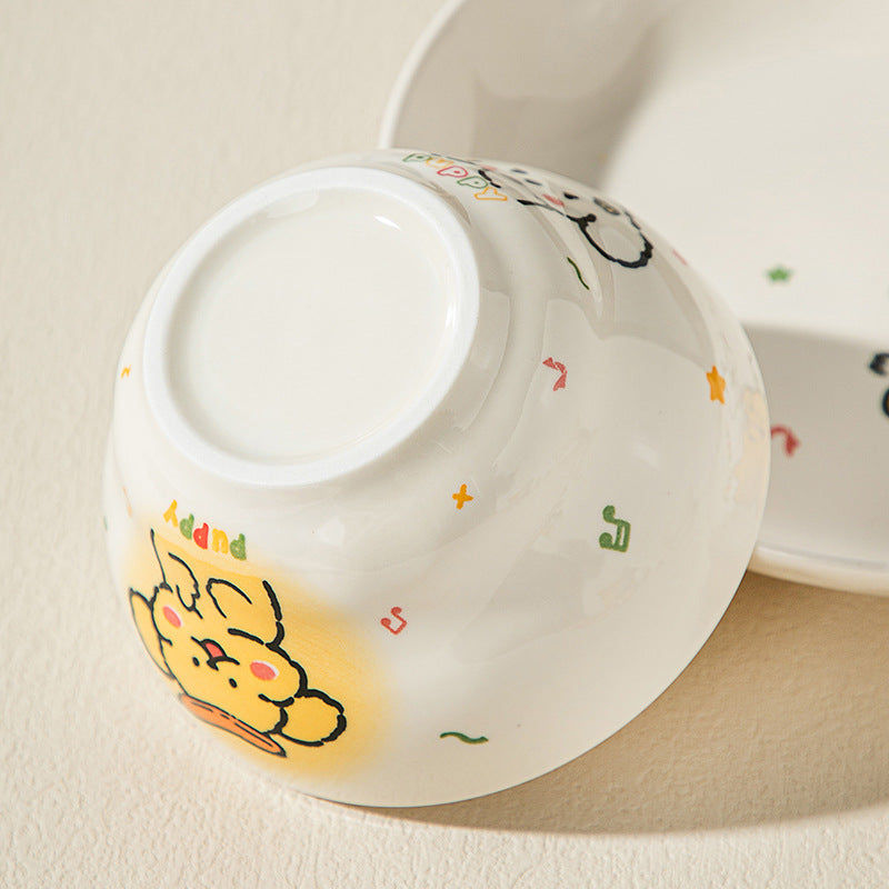 5-Piece Joyful Puppy · Ceramic Dinnerware Set