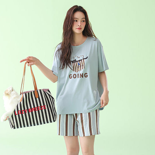 Lazy Day · Women's Model Cotton Short Sleeve & Shorts Pajama Set