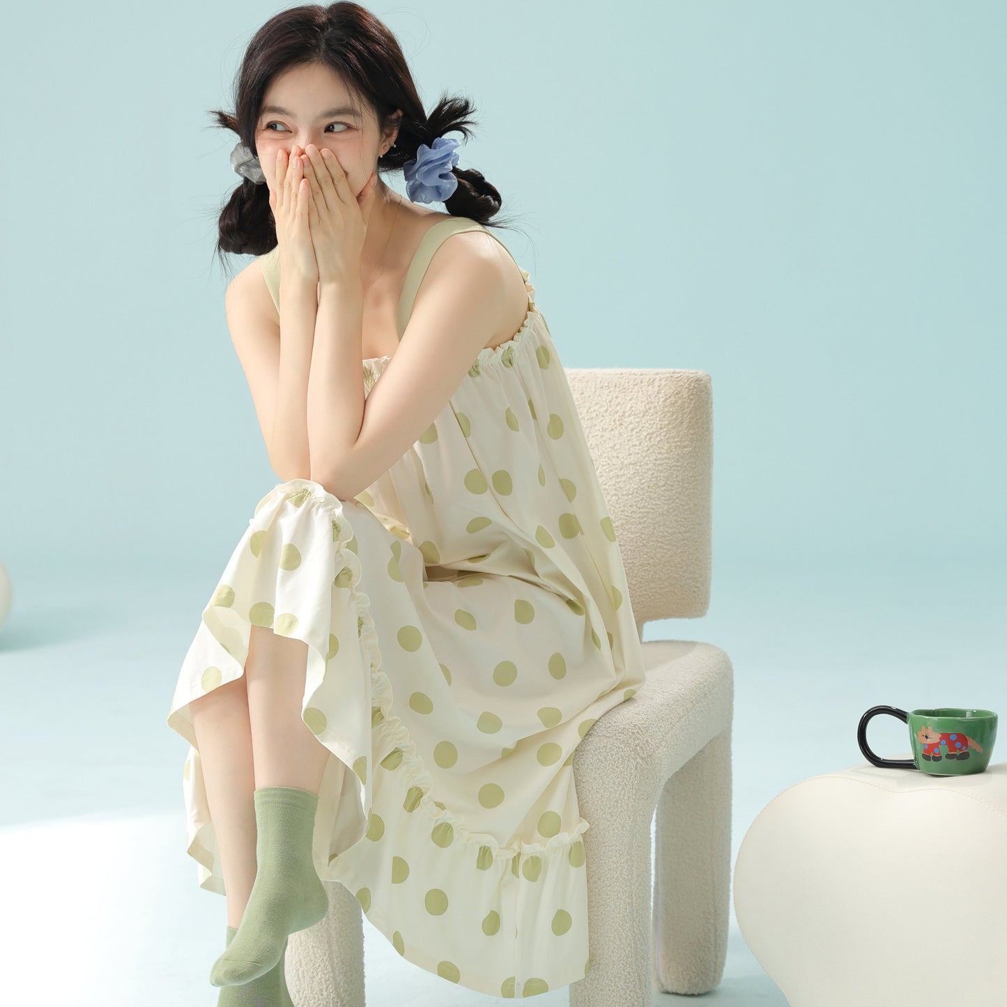 Lime · Women's Cotton Camisole Nightdress