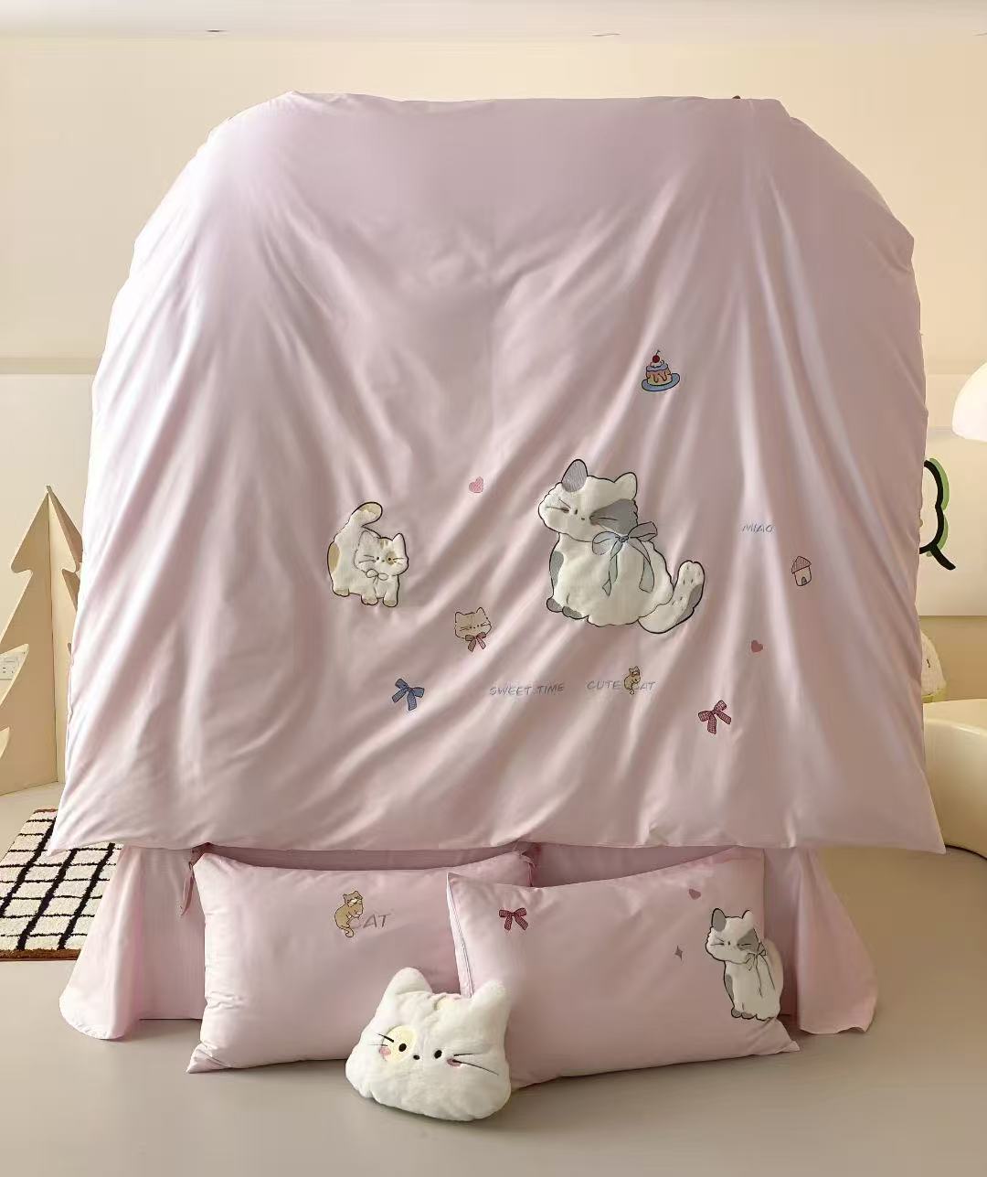 Meow Tea Time · 100S Long Staple Cotton Bedding Set