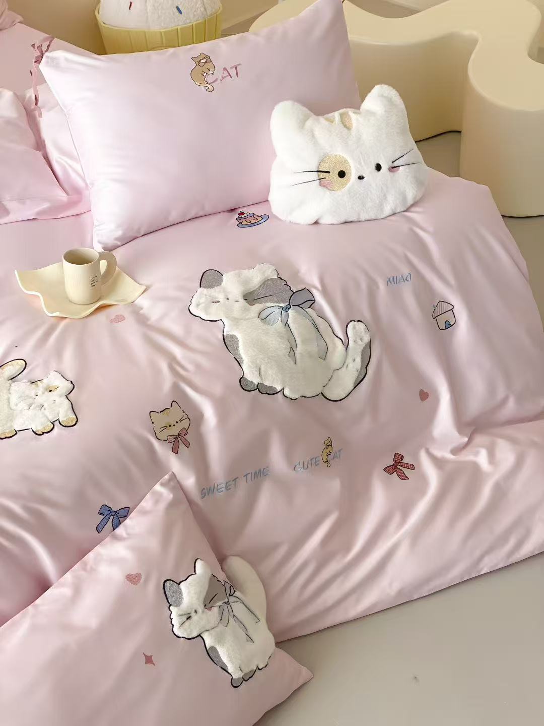 Meow Tea Time · 100S Long Staple Cotton Bedding Set