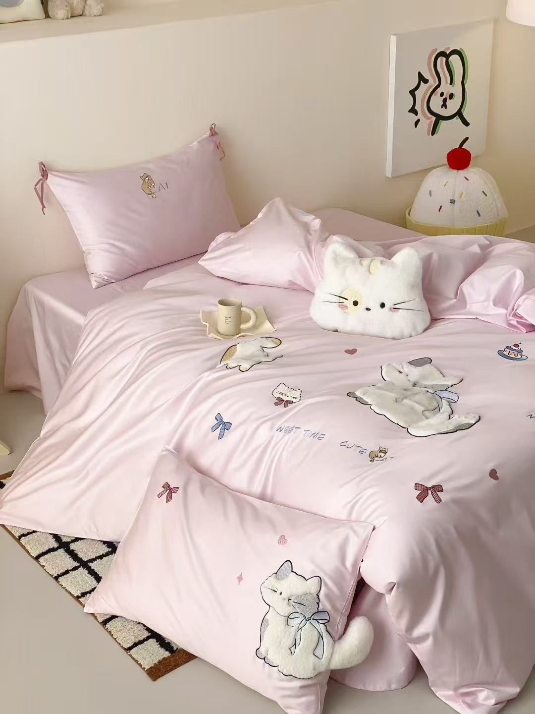 Meow Tea Time · 100S Long Staple Cotton Bedding Set