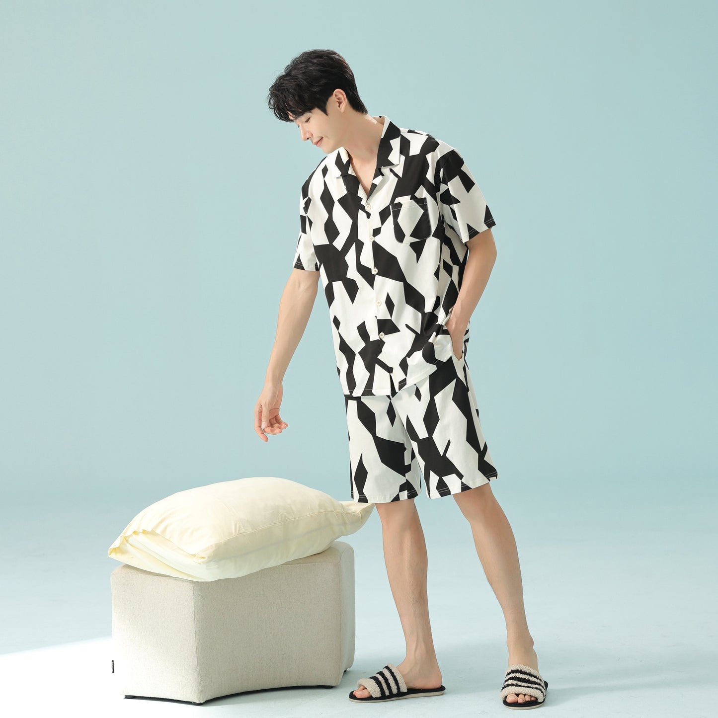 Mono Garden · Couple Cotton Pajama Set - Short Sleeve & Shorts / Nightdress