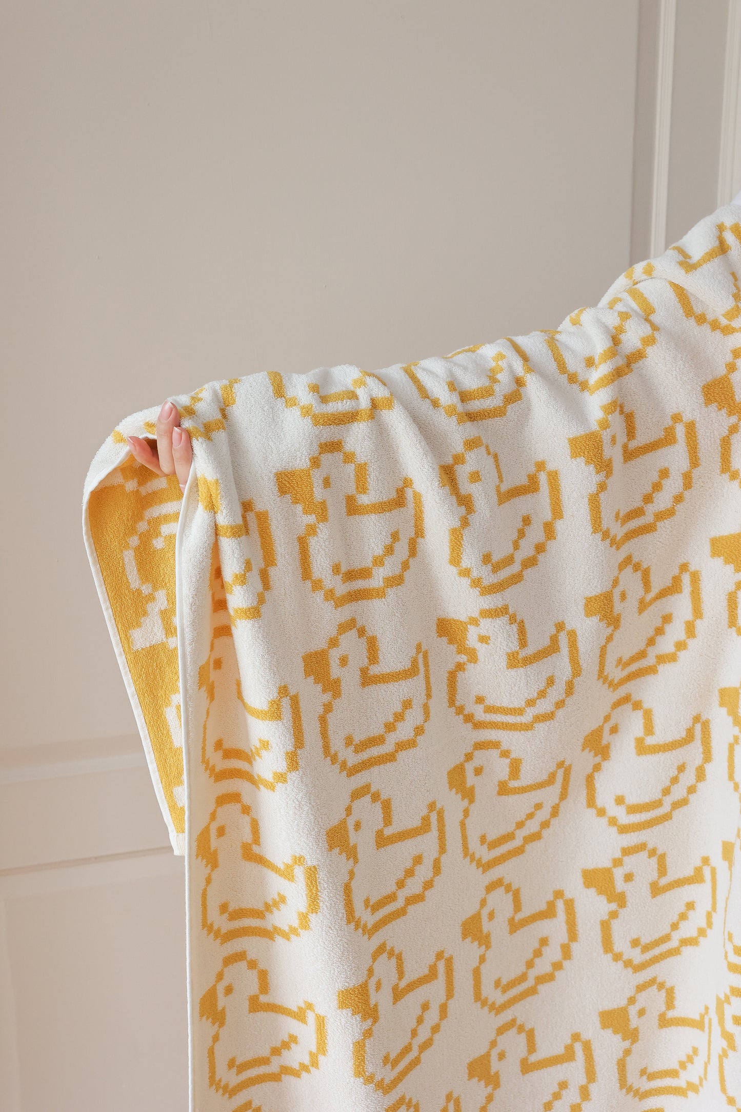 Pixel Yellow Duck · Cotton Bath Towel