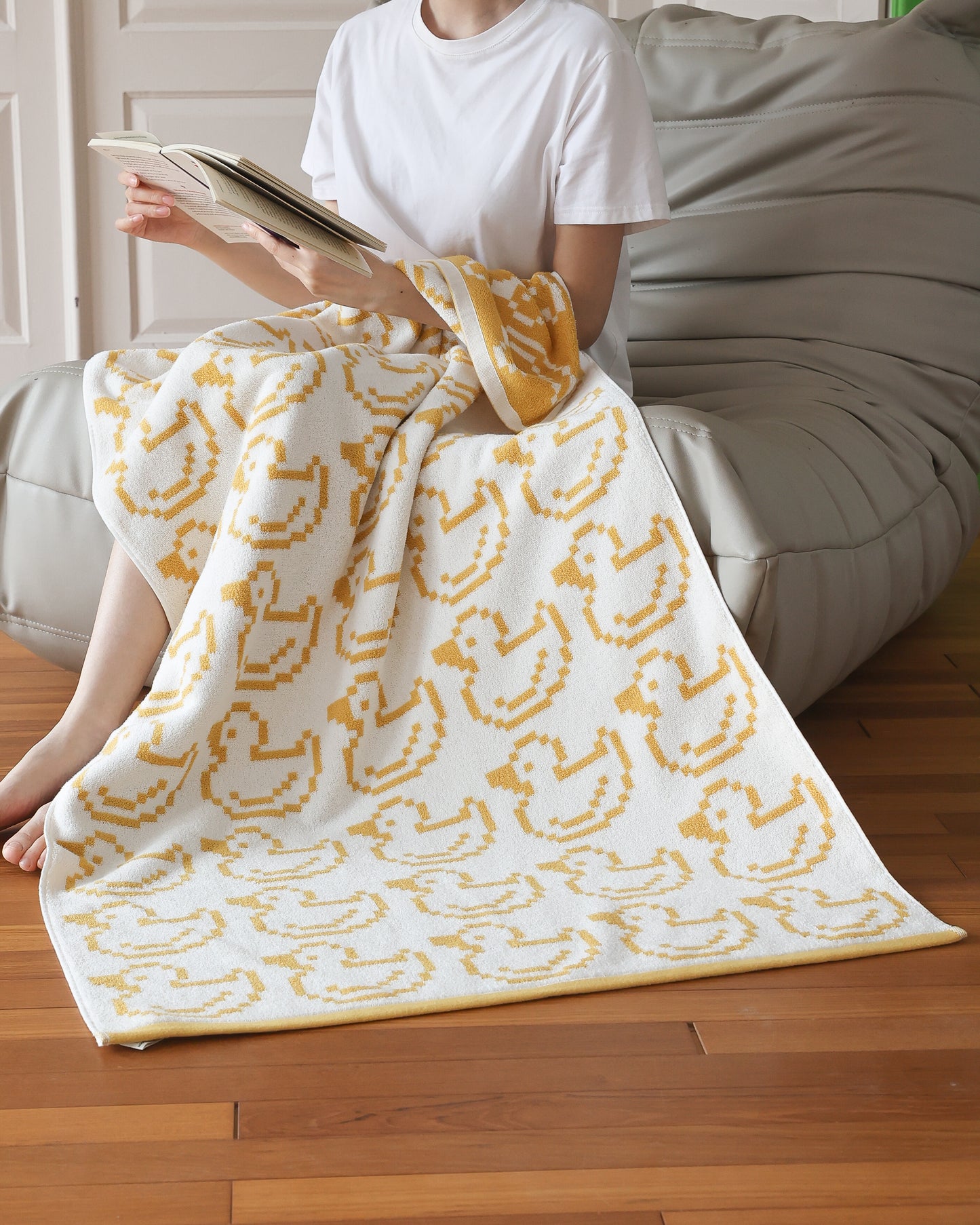 Pixel Yellow Duck · Cotton Bath Towel