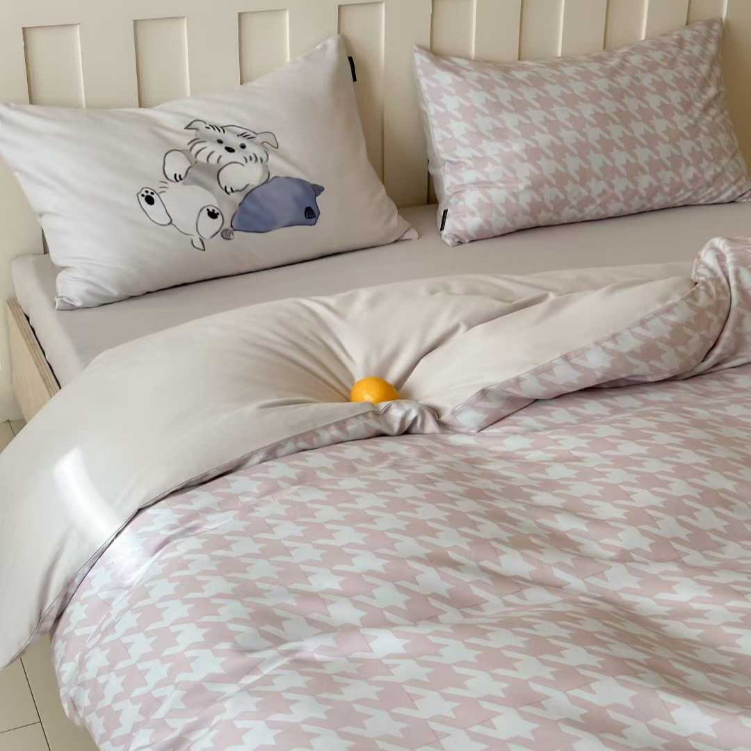 Puppy Blush · 100s Cotton Flannel Bedding Set