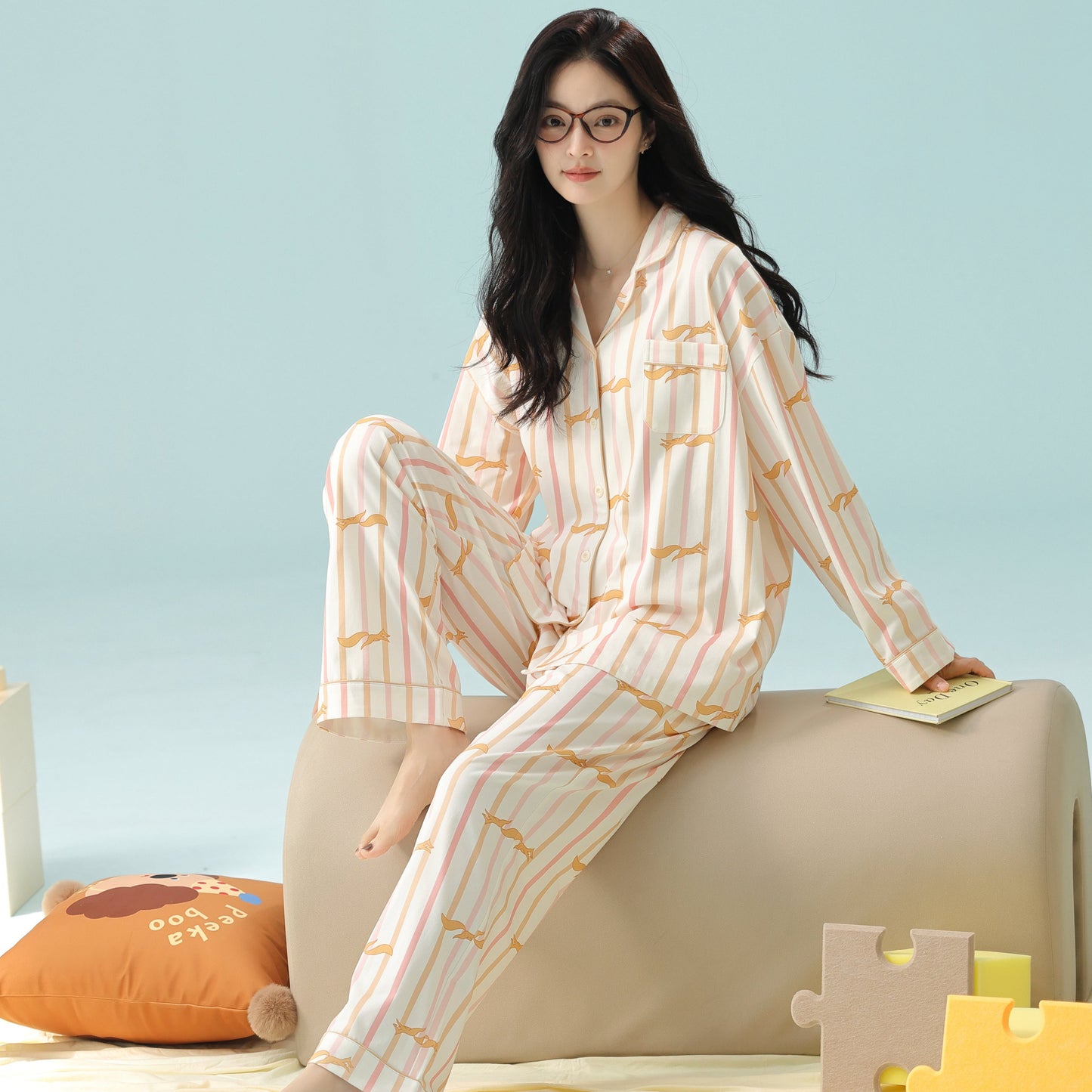 Whispering Fox · Women's Cotton Long Sleeve Pajama Set