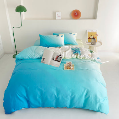 Twin XL bedding sets for dorms with an ocean theme, featuring gradient blue tones that evoke the serenity of the sea.