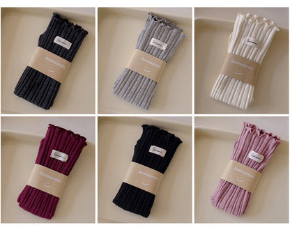 FrillStep · Japanese Ruffle Trim Ribbed Long Socks