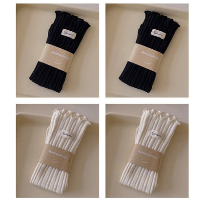 FrillStep · Japanese Ruffle Trim Ribbed Long Socks