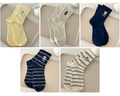 Paws & Stripes · Embroidered Cotton Crew Socks