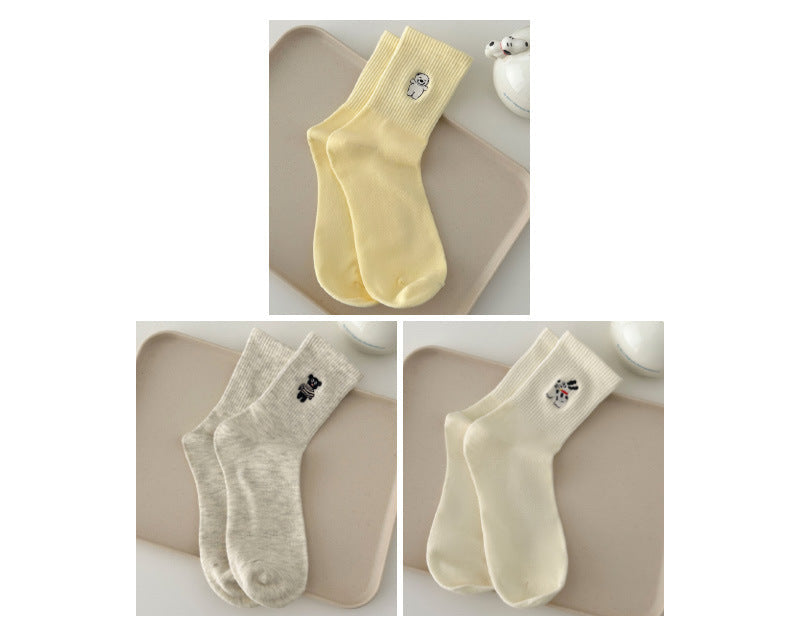 Paws & Stripes · Embroidered Cotton Crew Socks
