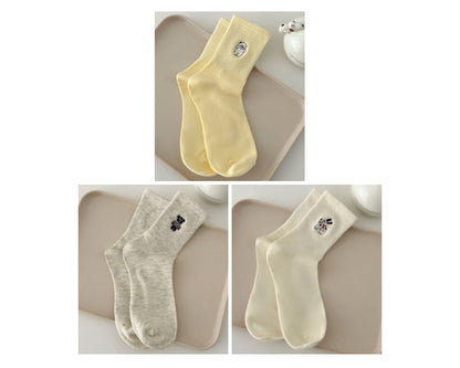Paws & Stripes · Embroidered Cotton Crew Socks