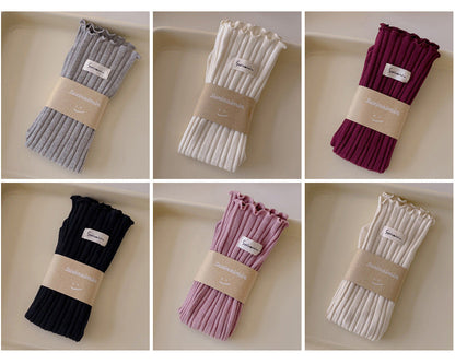 FrillStep · Japanese Ruffle Trim Ribbed Long Socks