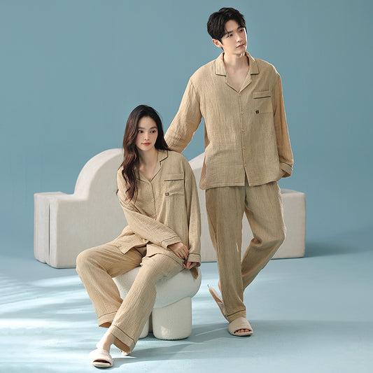 Airloom · Couple Double Gauze Long Sleeve Pajama Set