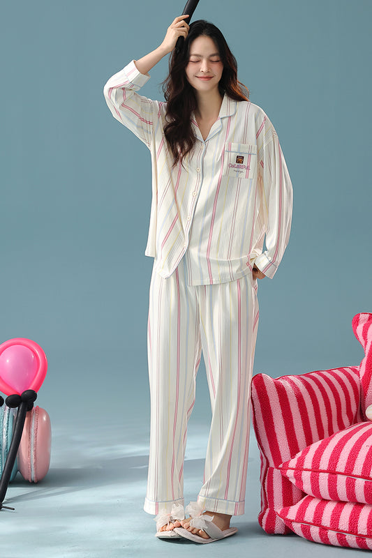 Aurora Stripe · Women's Cotton Long Sleeve Pajama Set