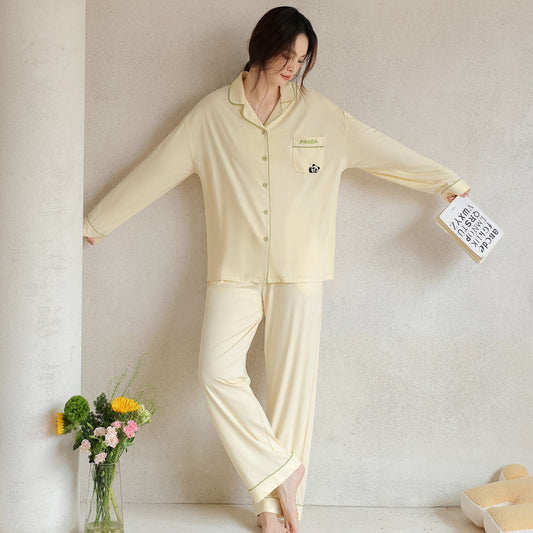 Bamboo & Panda · Women's Cotton Long-Sleeve Pajama Set