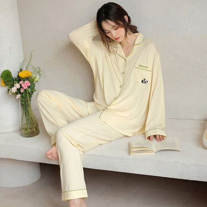 Bamboo & Panda · Women's Cotton Long-Sleeve Pajama Set