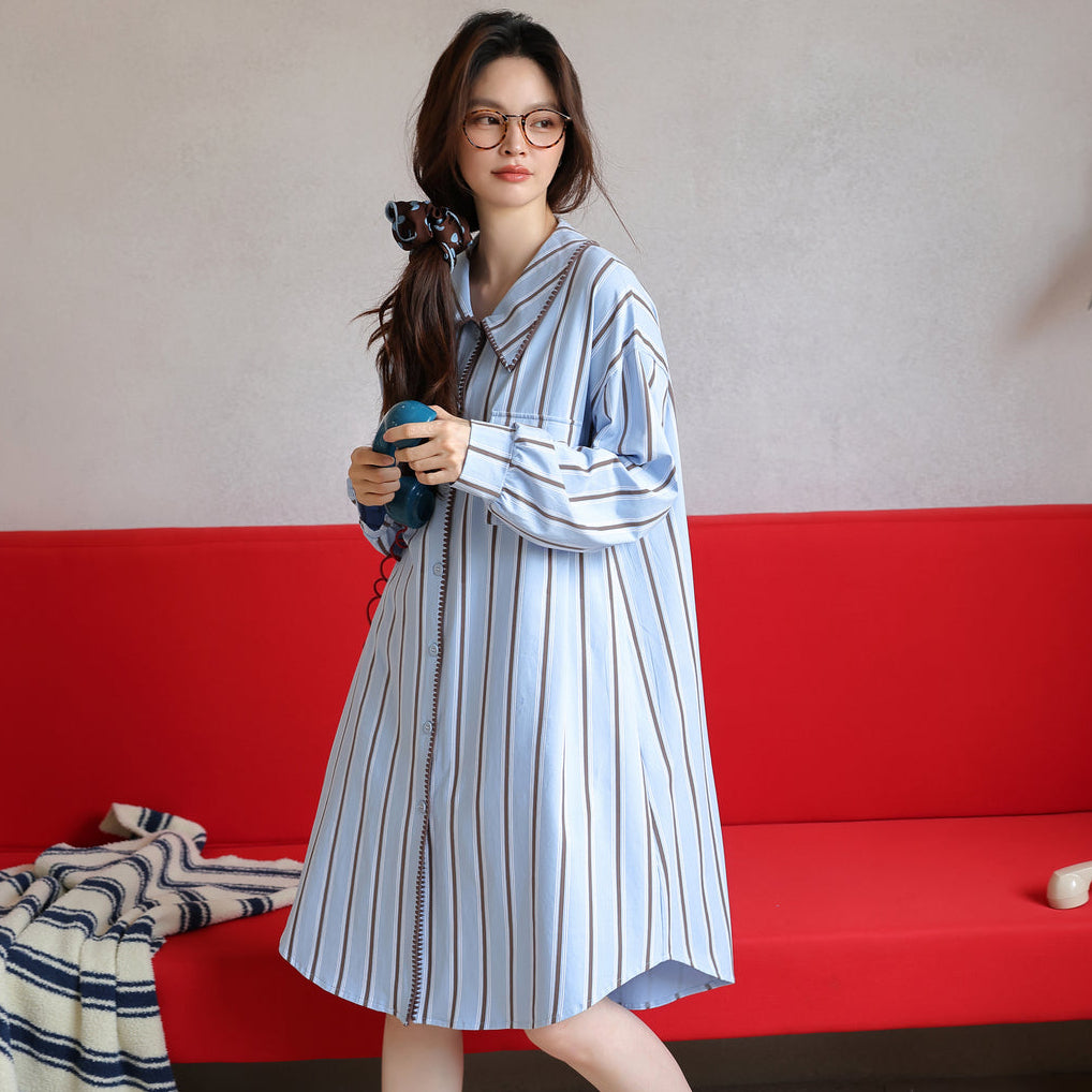 Blue Melody · Couple Cotton Long Sleeve Pajama Set