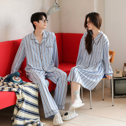 Blue Melody · Couple Cotton Long Sleeve Pajama Set