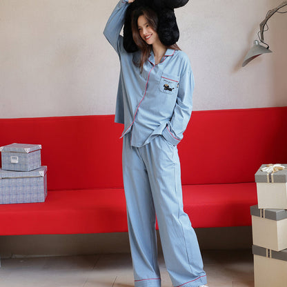 Blueberry Pup · Couple Cotton Long Sleeve Pajama Set