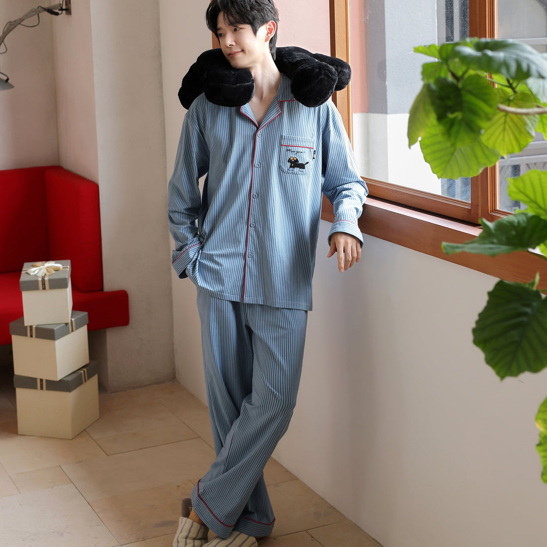 Blueberry Pup · Couple Cotton Long Sleeve Pajama Set