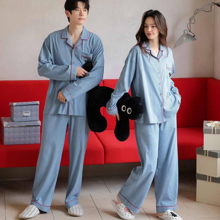 Blueberry Pup · Couple Cotton Long Sleeve Pajama Set