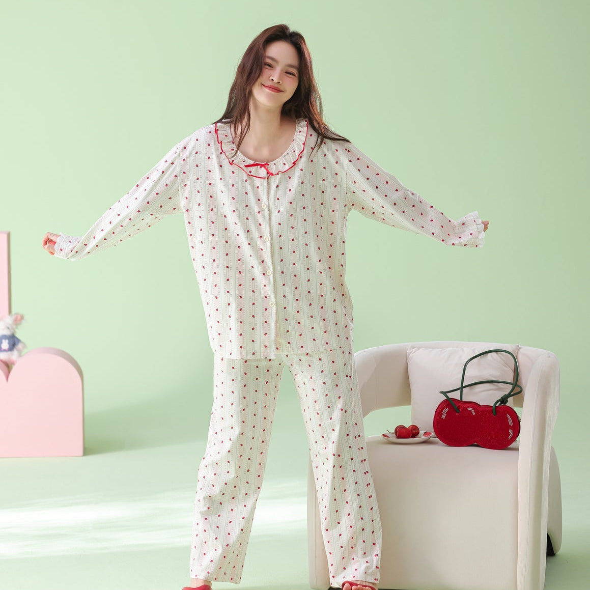 Blush Charm · Women's Cotton Long Sleeve Pajama Set