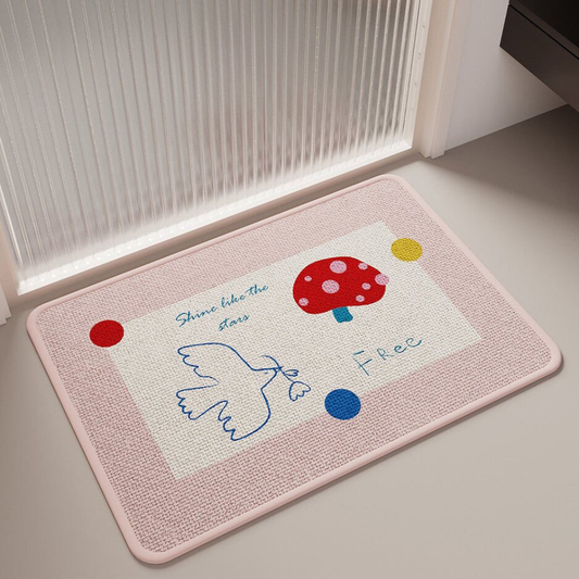Candy Message Series - Soft Imitation Linen Absorbent Bath Mat | Quick-Dry & Anti-Slip