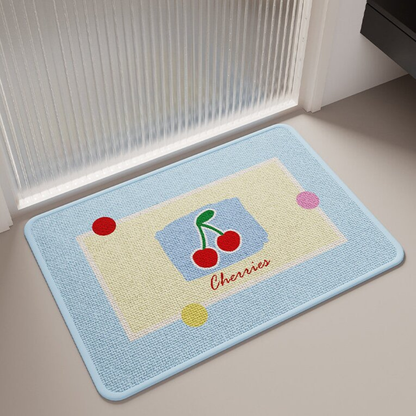 Candy Message Series - Soft Imitation Linen Absorbent Bath Mat | Quick-Dry & Anti-Slip
