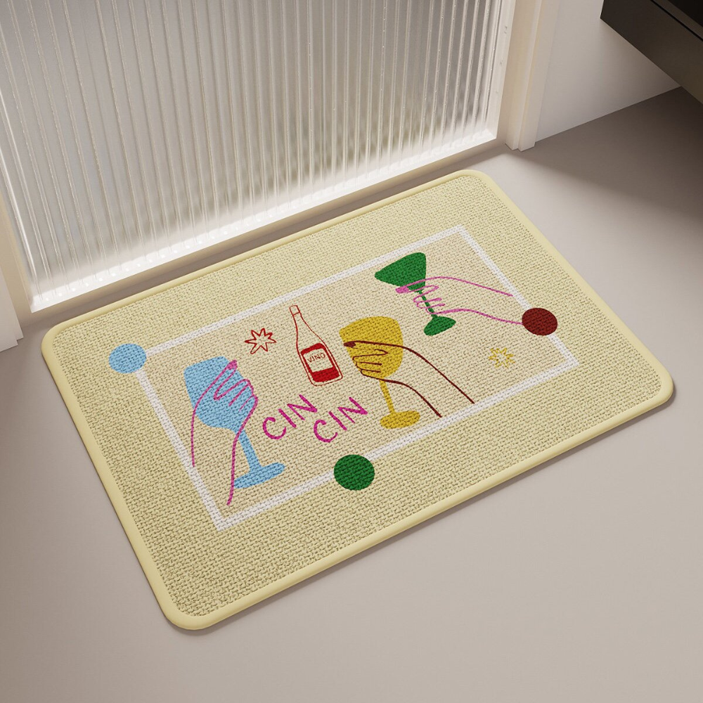 Candy Message Series - Soft Imitation Linen Absorbent Bath Mat | Quick-Dry & Anti-Slip