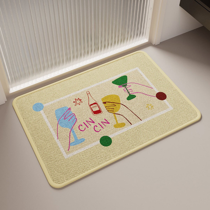 Candy Message Series - Soft Imitation Linen Absorbent Bath Mat | Quick-Dry & Anti-Slip