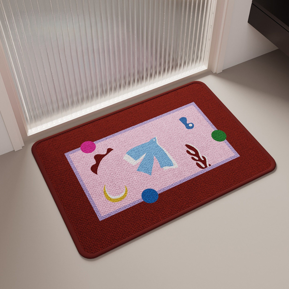 Candy Message Series - Soft Imitation Linen Absorbent Bath Mat | Quick-Dry & Anti-Slip