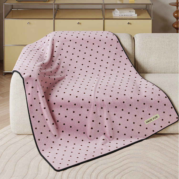 Canelé Ribbon & Dot Flannel Throw Blanket
