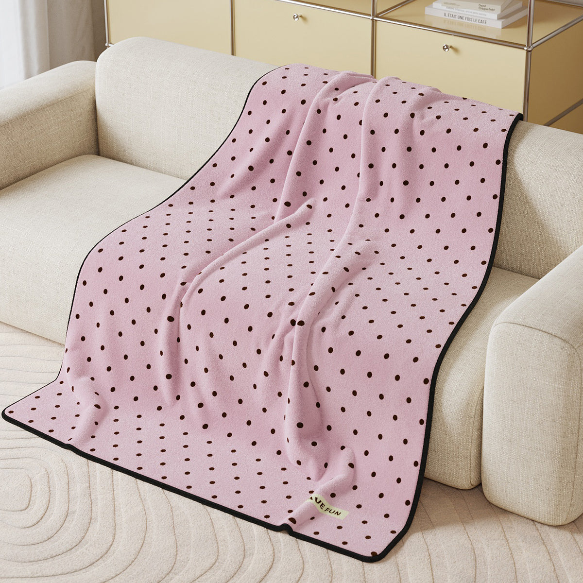 Canelé Ribbon & Dot Flannel Throw Blanket