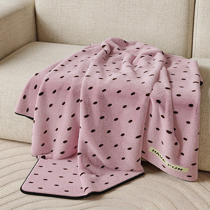 Canelé Ribbon & Dot Flannel Throw Blanket