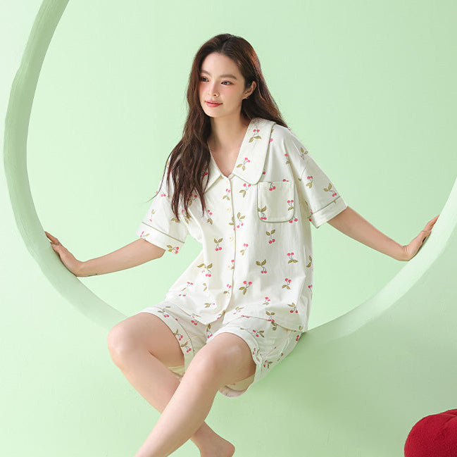 Cherry Breeze · Women's Cotton Short Sleeve & Shorts Pajama Set