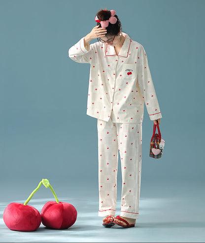 Cherry Picnic · Women's Cotton Long Sleeve Pajama Set