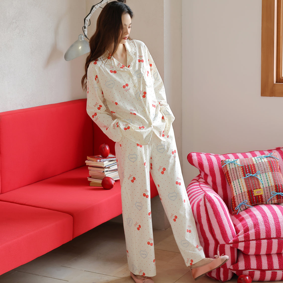 Cherry Tart · Women's Cotton Long-Sleeve Pajama Set