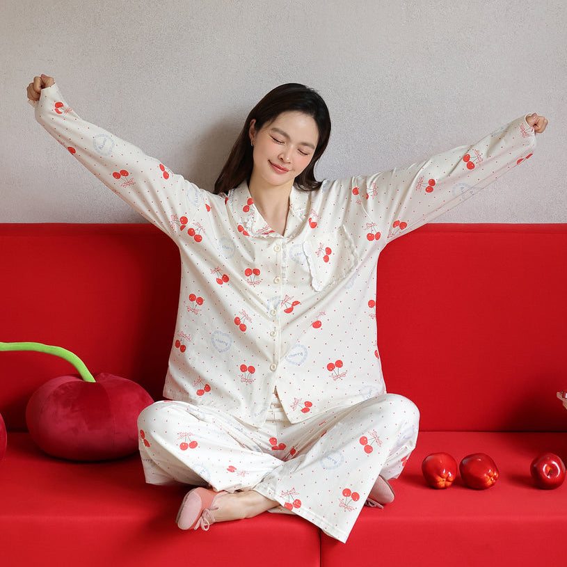 Cherry Tart · Women's Cotton Long-Sleeve Pajama Set
